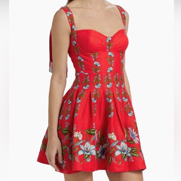 Red Sweet Bloom Bouquet LENZING™ ECOVERO™ Euroflax™ Mini Dress - Picture 2 of 3
